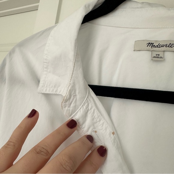 Madewell (2X) Crisp White Cotton Poplin Oversized Relaxed Fit Button Down Shirt - Picture 4 of 8